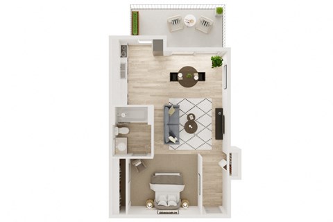 Floor plan for studio, 1 bath, 480 sqft
